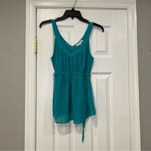 Forever 21 Teal Sheer Tie Back Flowy Babydoll Tank Top Small